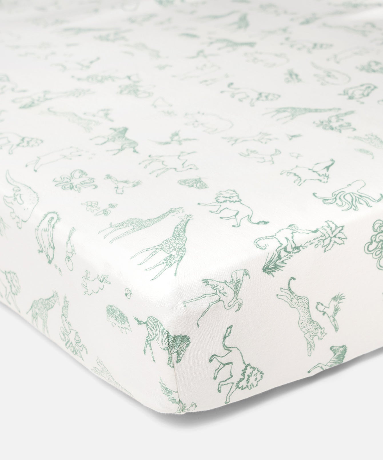 Kids Unisex | Crib Sheet | White/Green