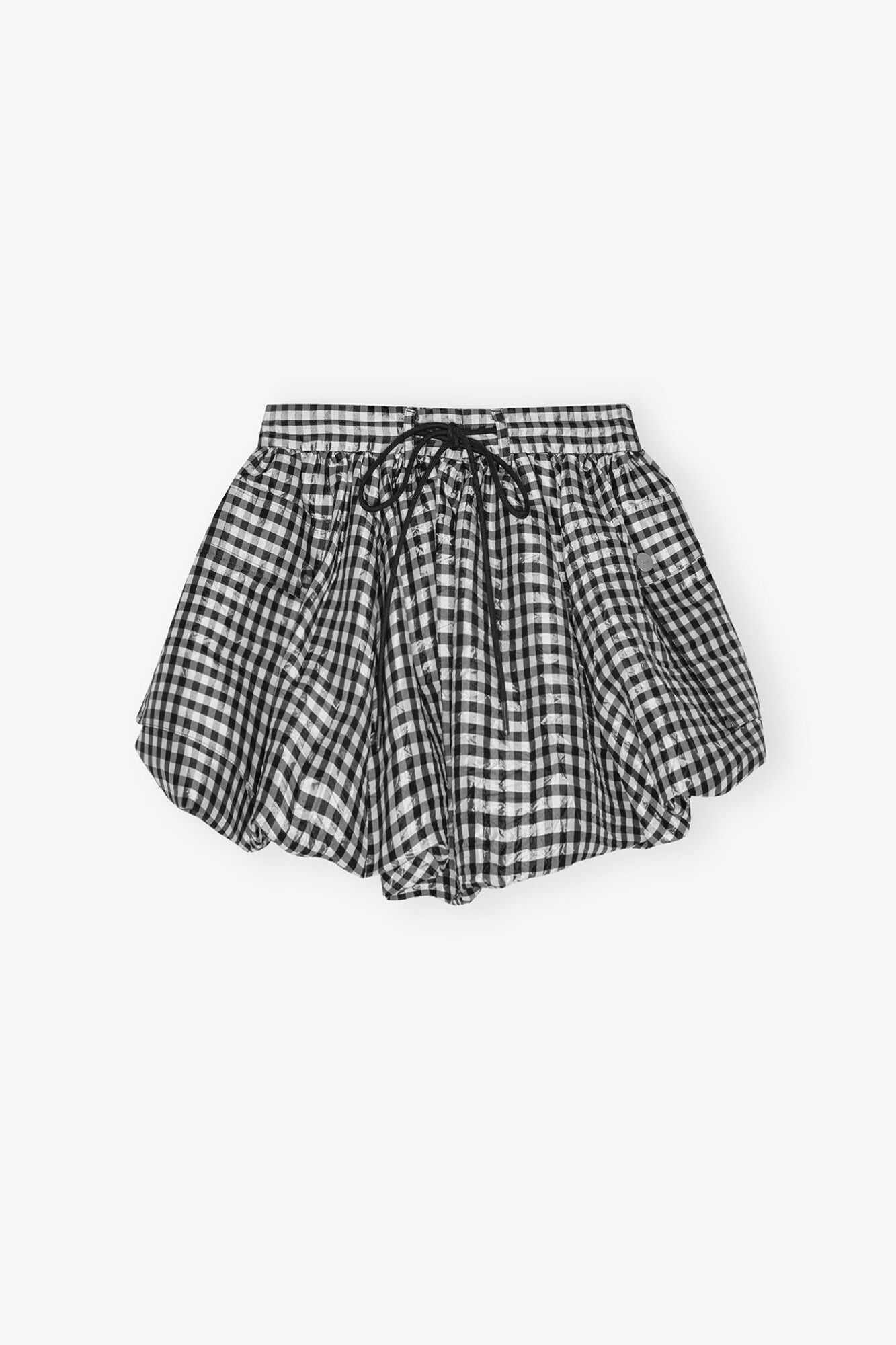 Crinkled Check Mini Bubble Skirt | Black