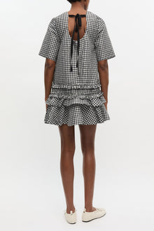Crinkled Check Mini Dress | Black