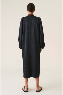 Crinkled Satin Midi Dress | Black