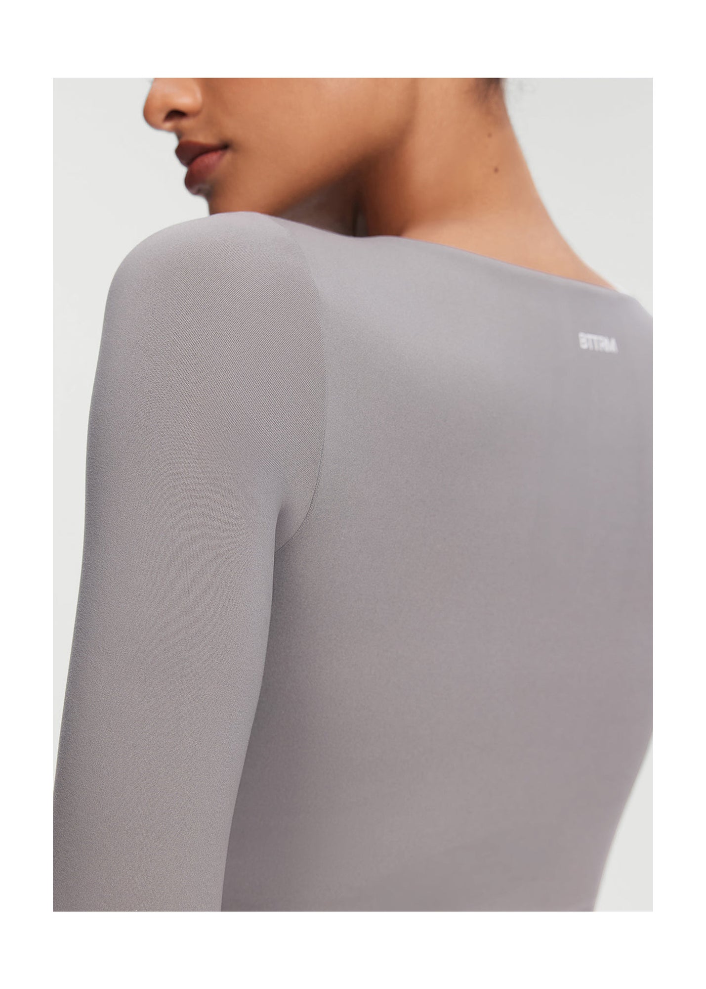 Cropped Round Neck Top | Cool Gray