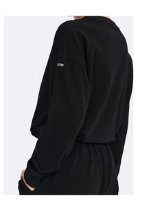 Cropped Sweatshirt with Drawstring | Black