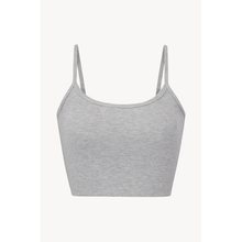 Cropped Thin Strap Fitted Tank | Heather Grey