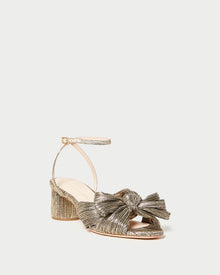Dahlia Pleated Bow Heel | Dark Gold