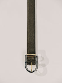 Mija Suede Belt | Olive & Silver & 24K Gold