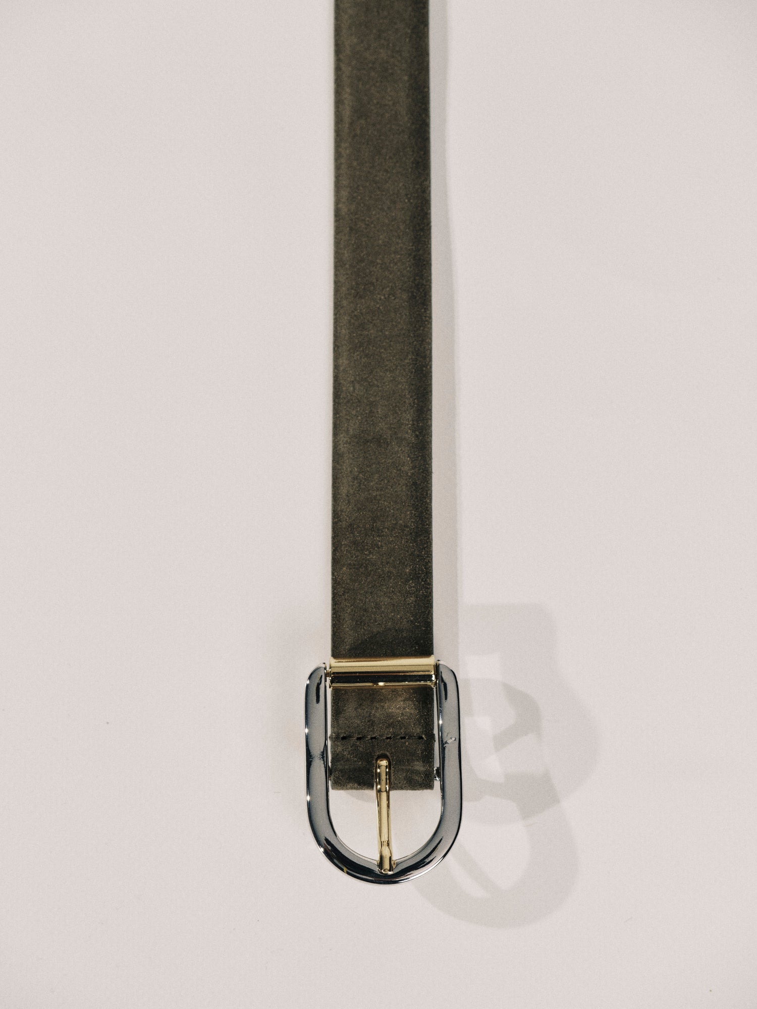 Mija Suede Belt | Olive & Silver & 24K Gold