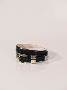 Hollyhock Eel Belt | Black Eel & Silver & 24K Gold