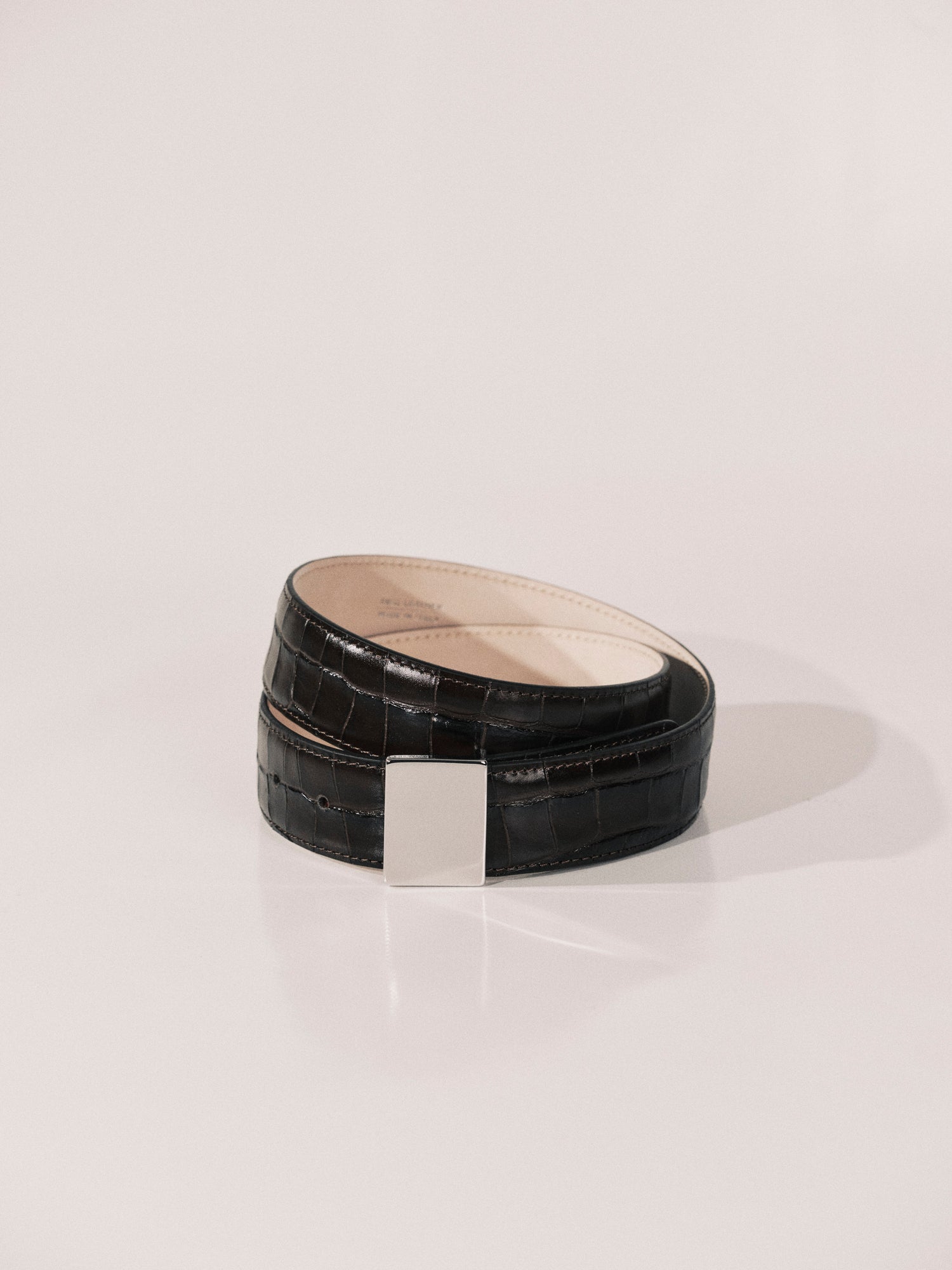 Brandt Belt | Dark Chocolate Croco & Silver