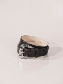 Cupid Ostrich Belt | Plum Ostrich & Silver