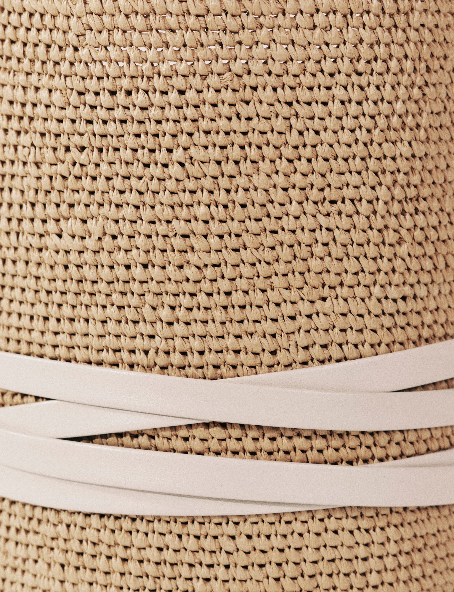 Undone Corset Short Belt | Palm Raffia & Ivory Leather