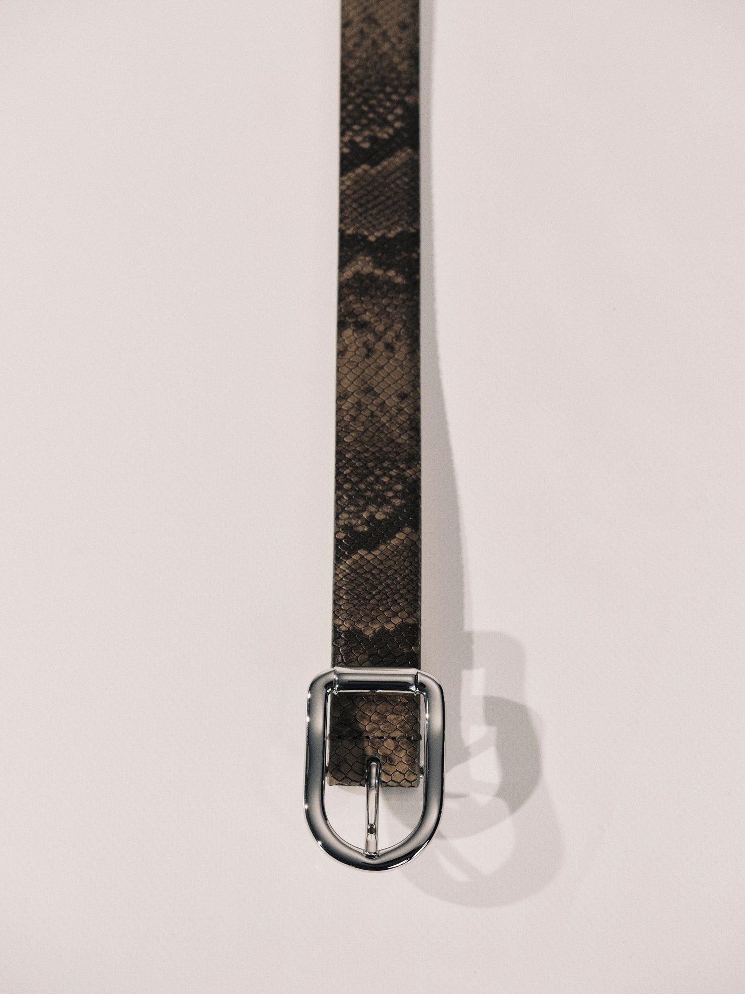 Mija Belt | Neutral Brown Snakeskin & Silver