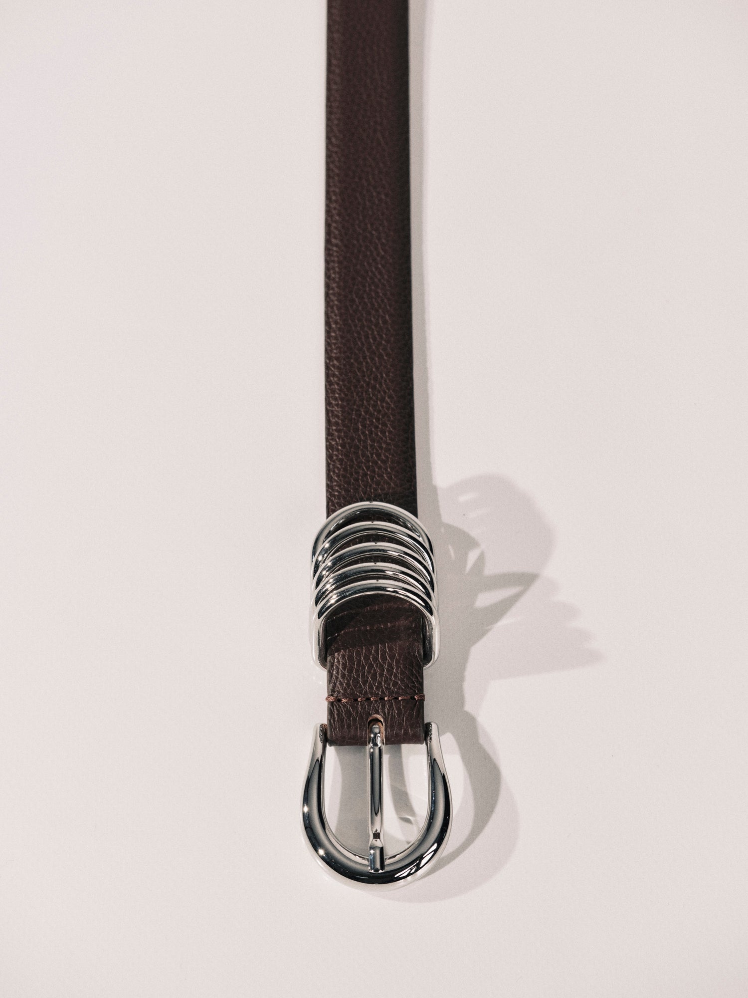 Hollyhock Leather Belt | Brown Pebble & Silver