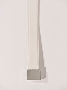 Brandt Leather Belt | Ivory Pebble & Silver