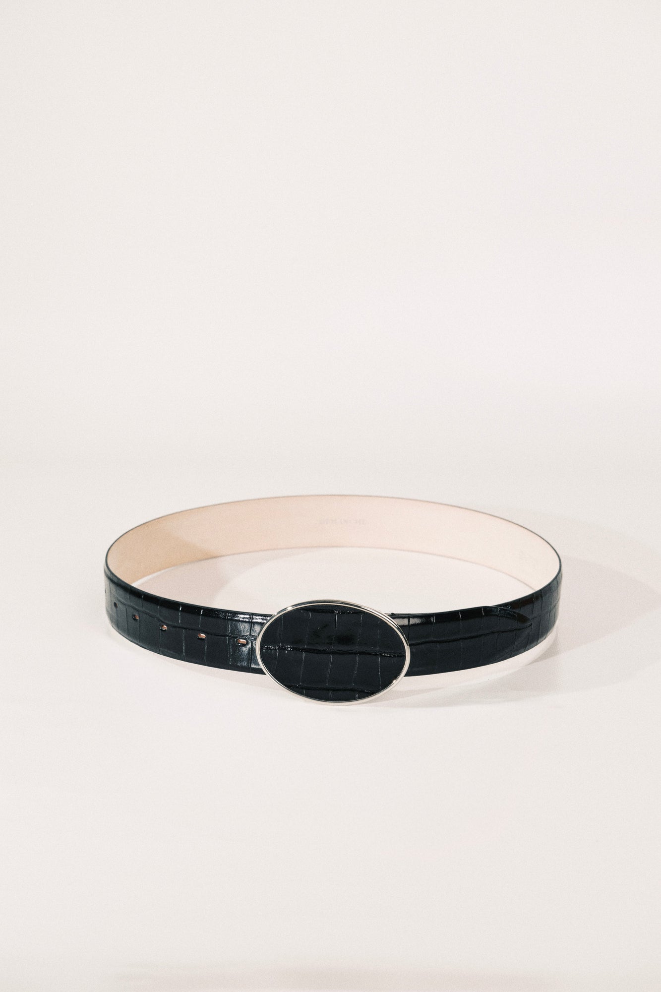 Flint Belt | Black Croco & Silver