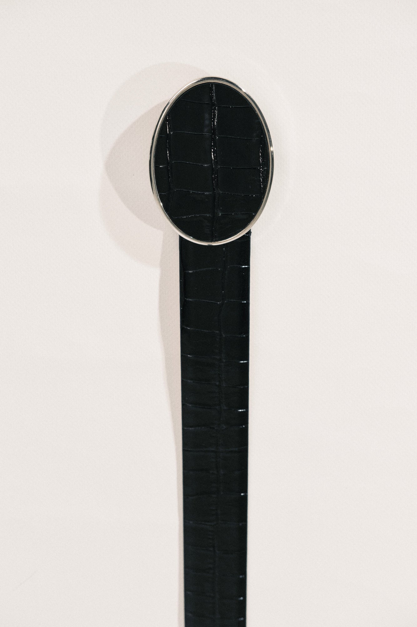 Flint Belt | Black Croco & Silver
