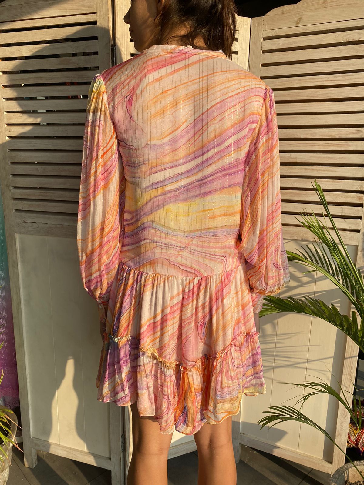 Rococo Sand | Eira Short Dress | Peach/Lilac Multi