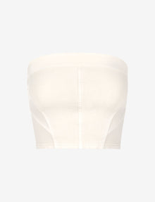 Do It All Denim Tube Top::Porcelain::Main