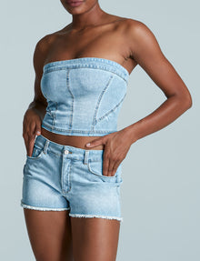 Do It All Denim Tube Top::Washed Indigo::Hover