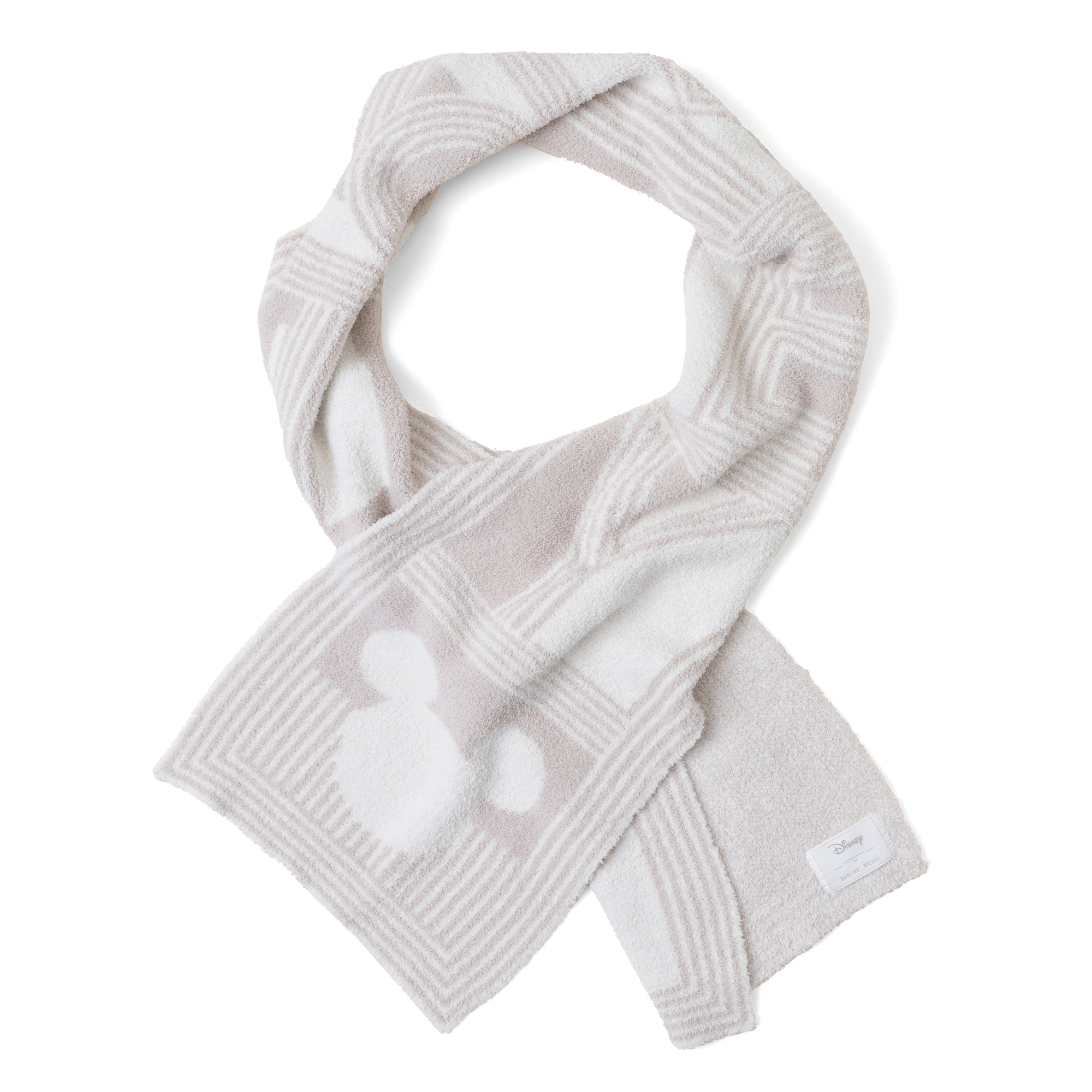 Cozychic Disney Classic Deco Stripe Mickey Scarf | Stone/Cream