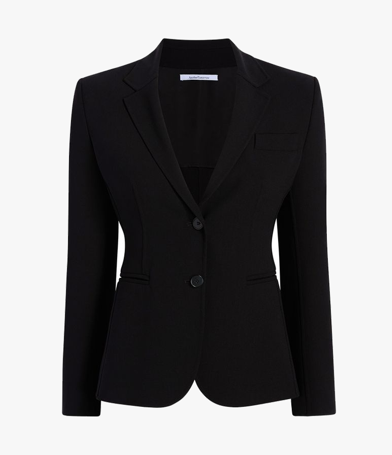 Another Tomorrow Doppio Cropped Blazer in Black – Wool Women's Jacket