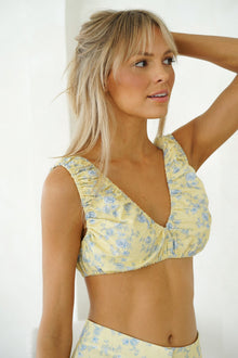 Womens | Rye Ruched Linen Bra Top | Butter Toile