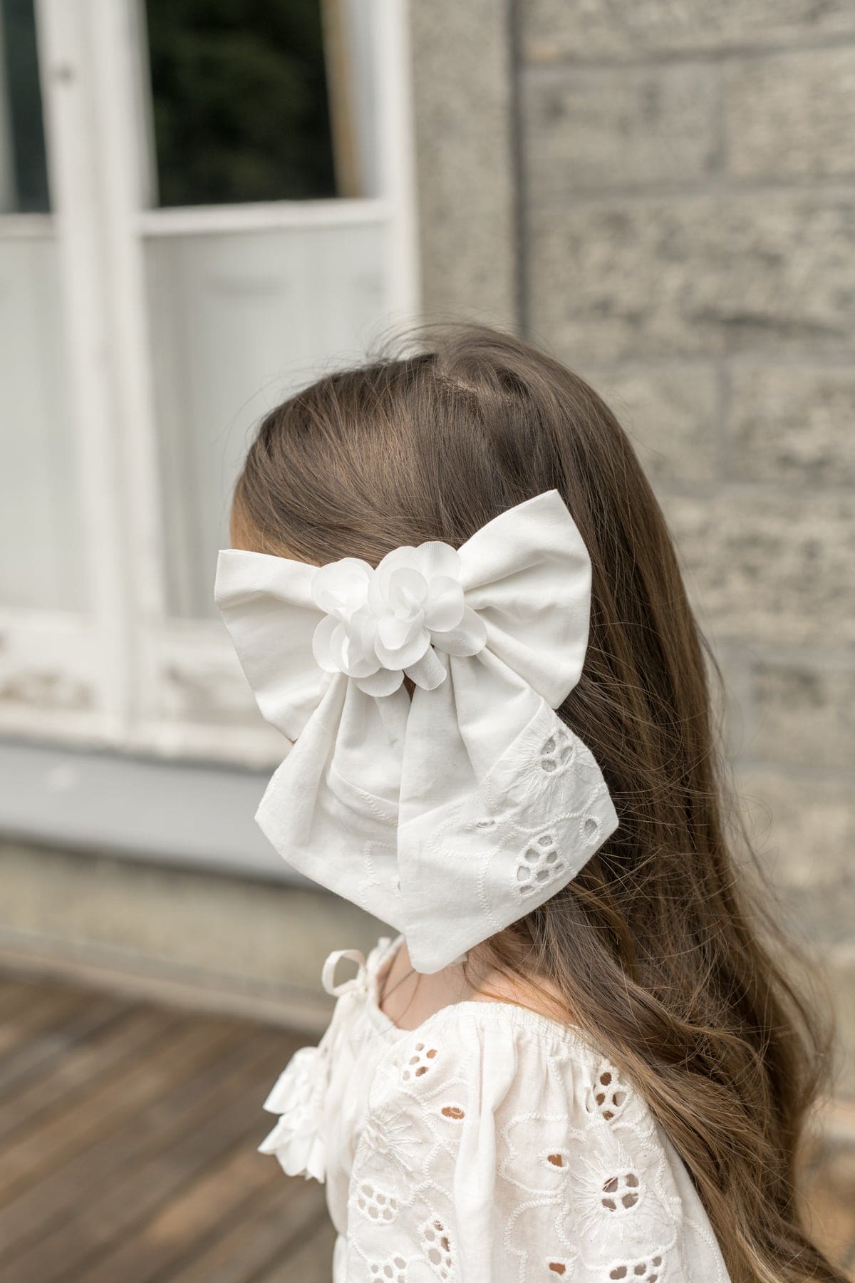 Blanca White Cotton Hair Bow | White