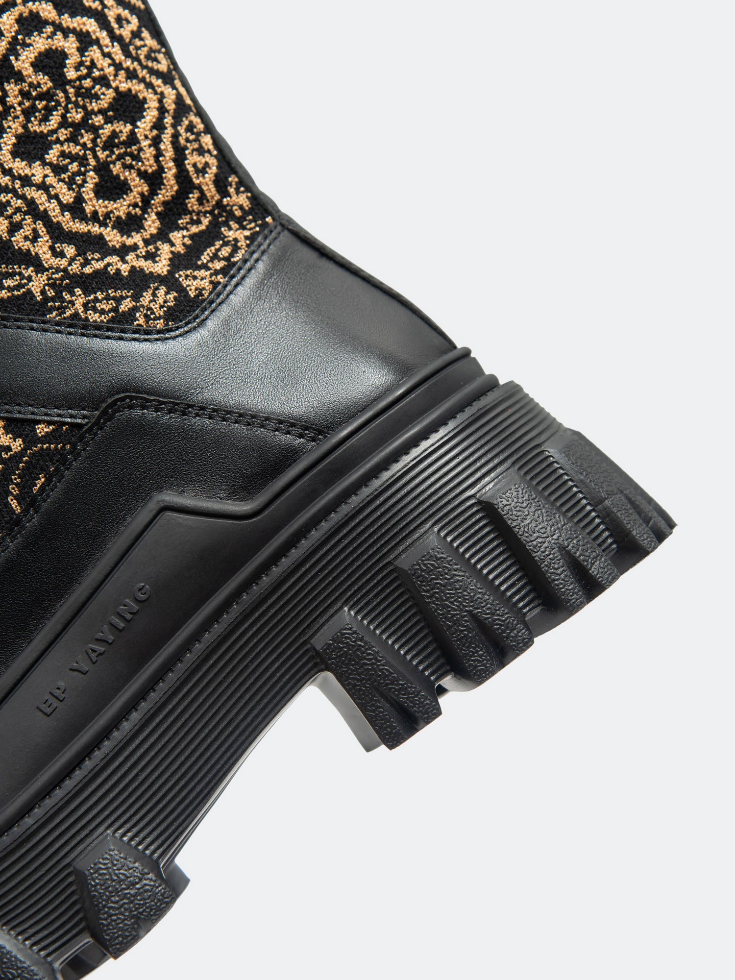 Knit Lace Up Platform Boots | Black