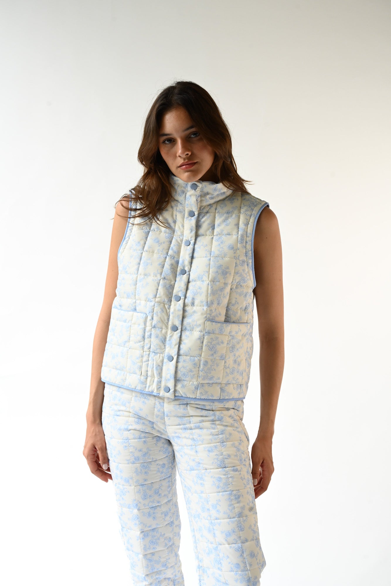 Amelia Quilted Convertible Jacket | Blue Toile
