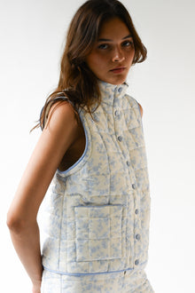 Womens | Amelia Quilted Convertible Jacket | Blue Toile