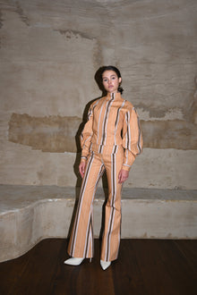 Mindy Cotton Jacket | Camel Striped