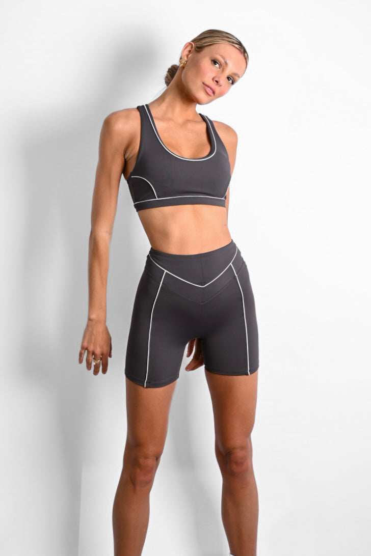 Aster Contour Sports Bra | Charcoal
