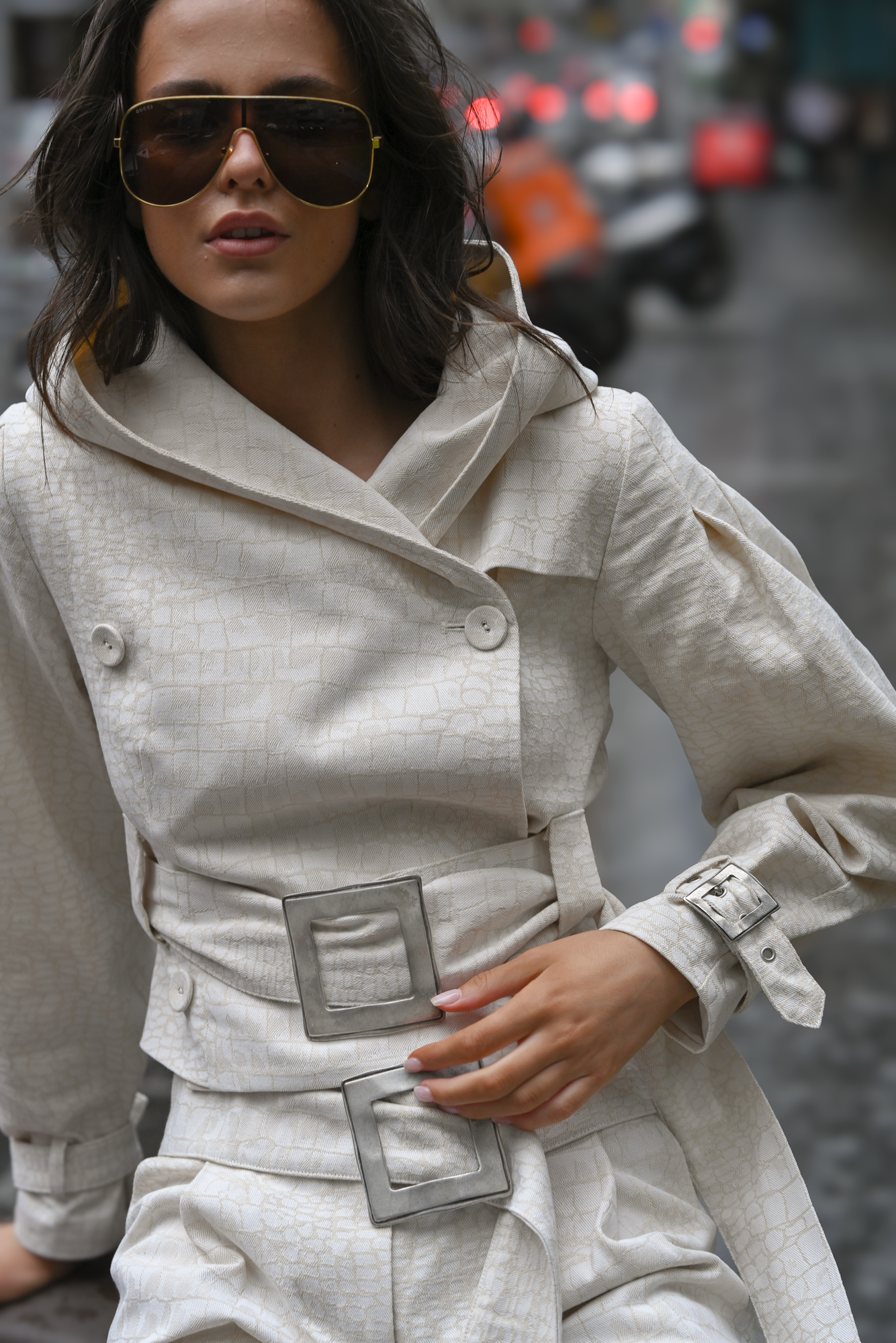 Ganna Belted Jacket | Snakeskin Jacquard