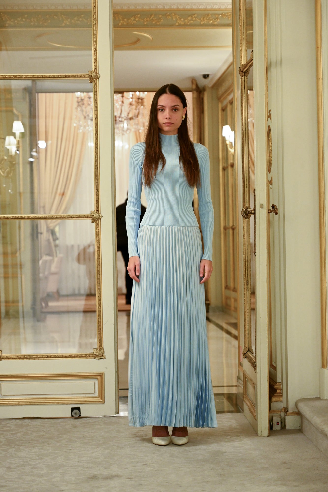 Aziel Pleated Dress | Baby Blue