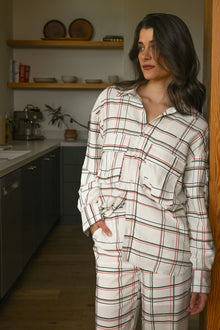 Womens | Benny Button Down - Recycled Linen | White/Plaid