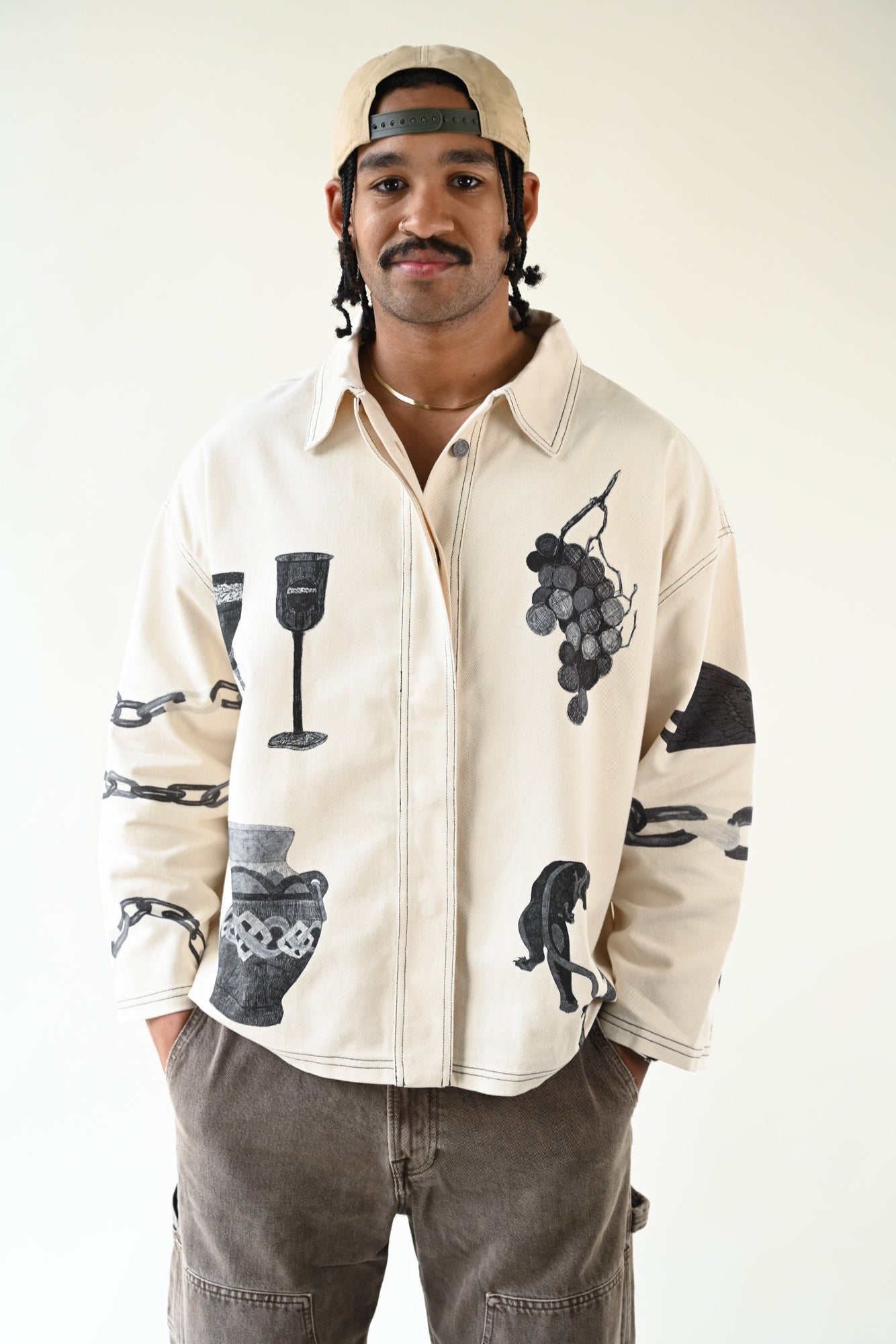 Britton Canvas Jacket | White & Black