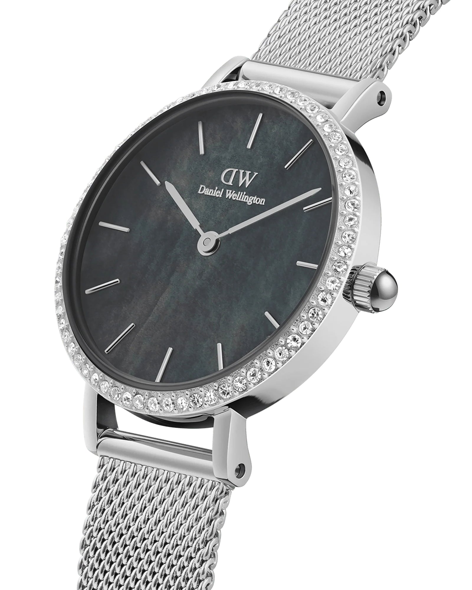 Womens | Petite Lumine Bezel Sterling | Black-Mother of Pearl | Silver