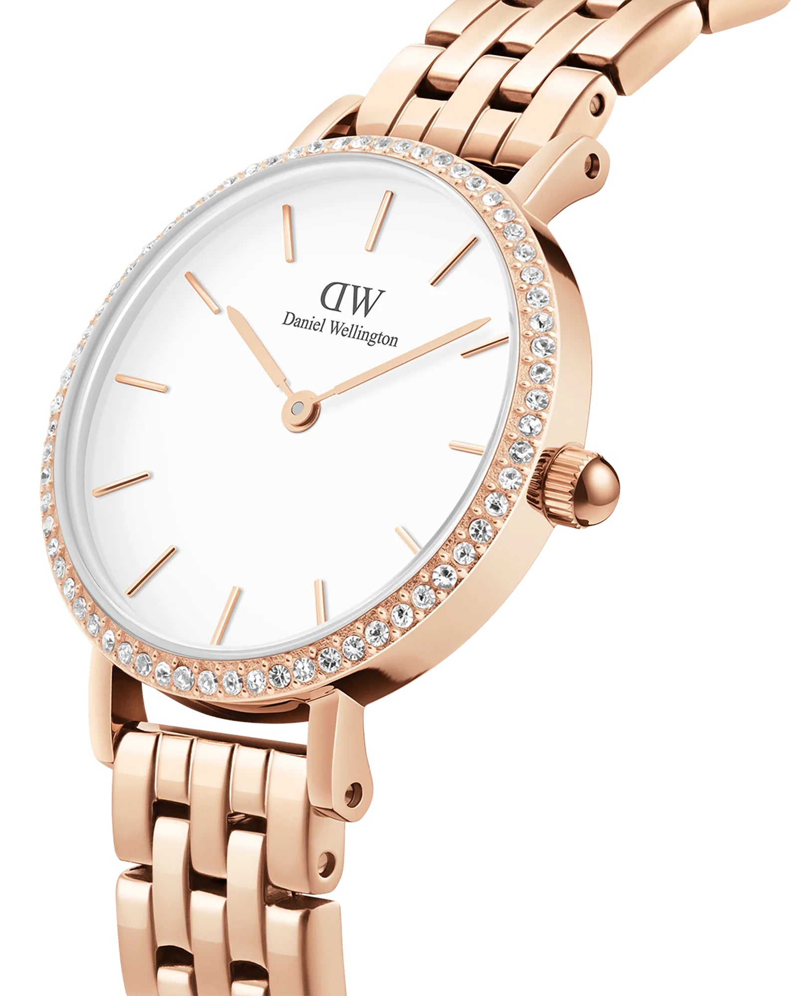 Womens | Petite Lumine Bezel 5-Link Melrose | White | Rose Gold