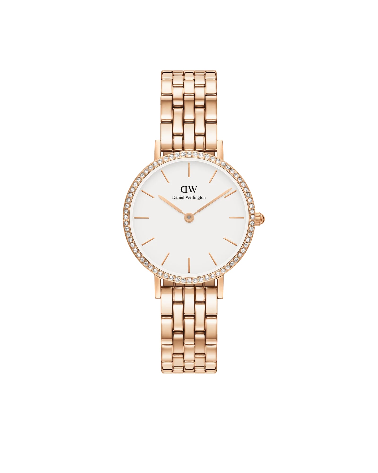 Womens | Petite Lumine Bezel 5-Link Melrose | White | Rose Gold