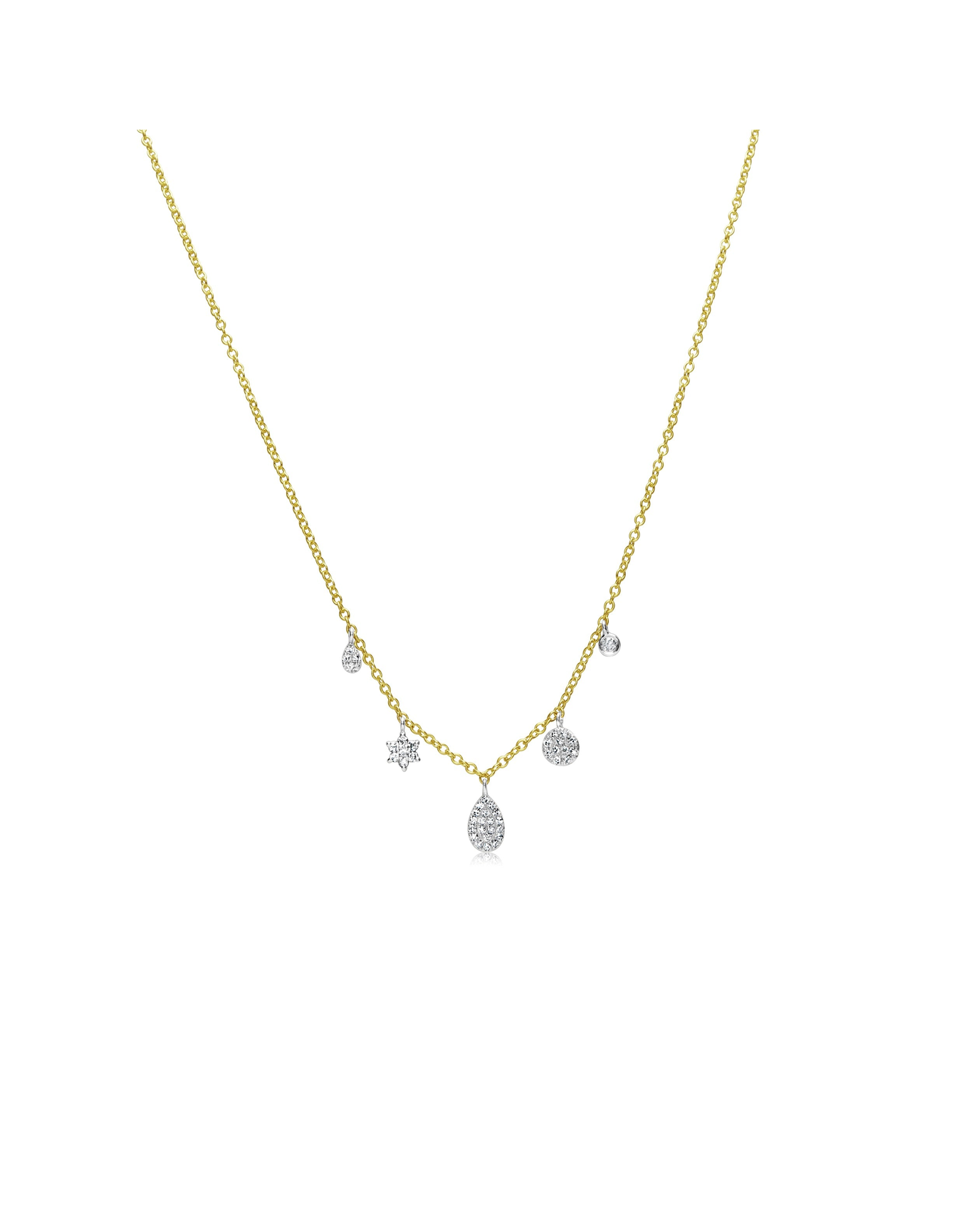 Dainty Diamond Charms Necklace | Yellow Gold
