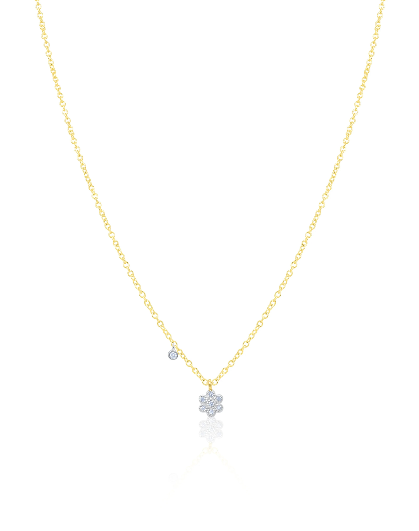Dainty Diamond Flower Necklace | 14kt Gold