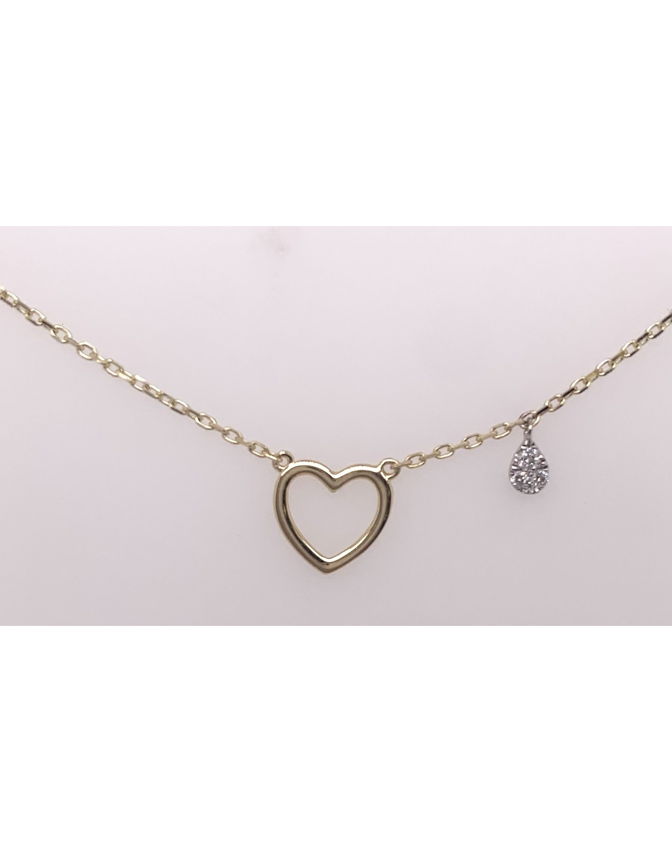 Dainty Heart and Diamond Charm Necklace | 14kt Yellow Gold