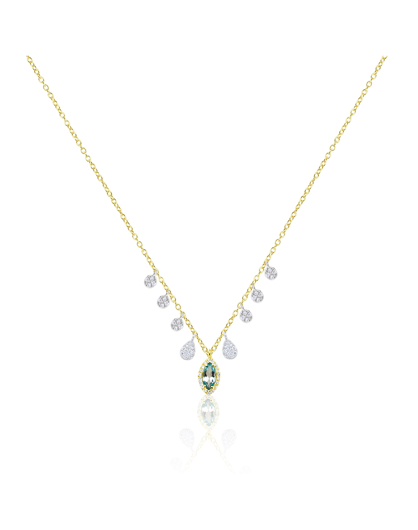 Dainty Topaz and Diamond Charm Necklace | Blue