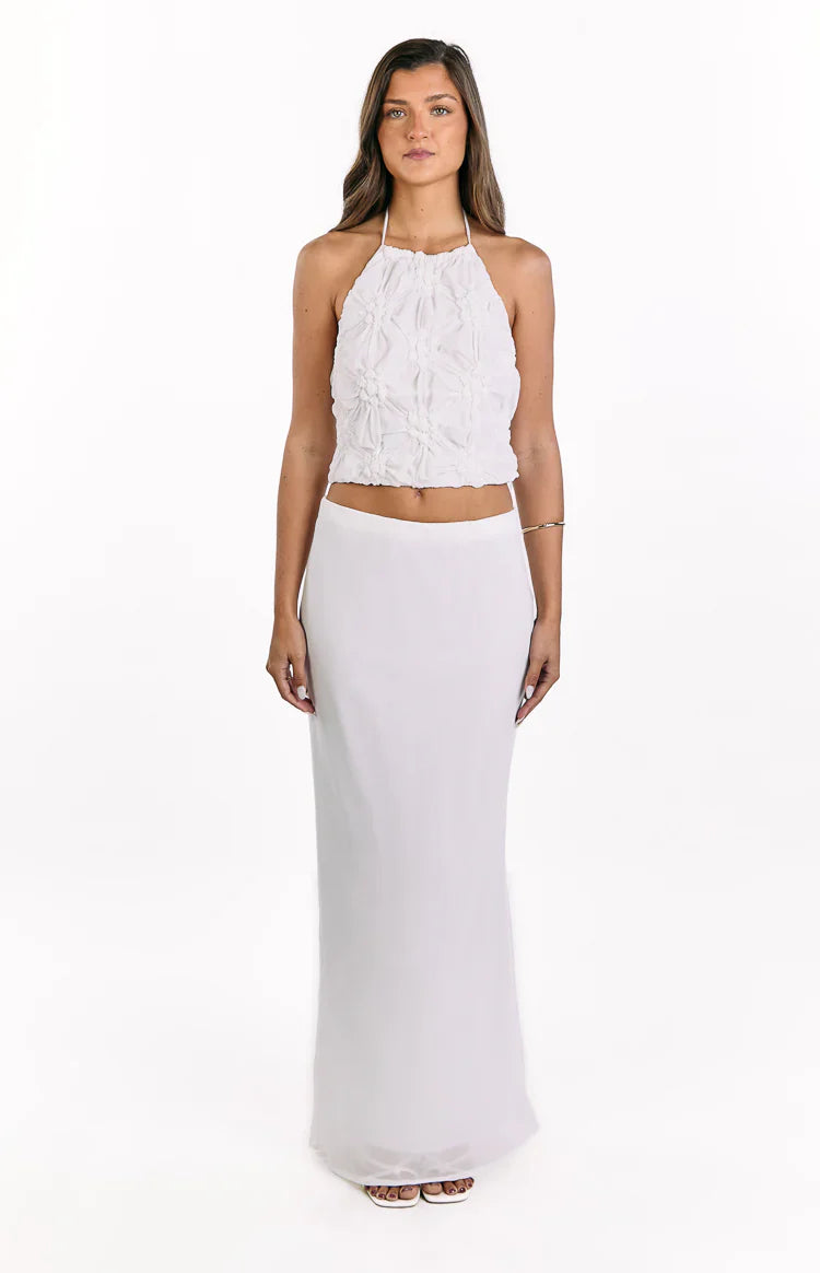 Daisie Textured Halter Top | White