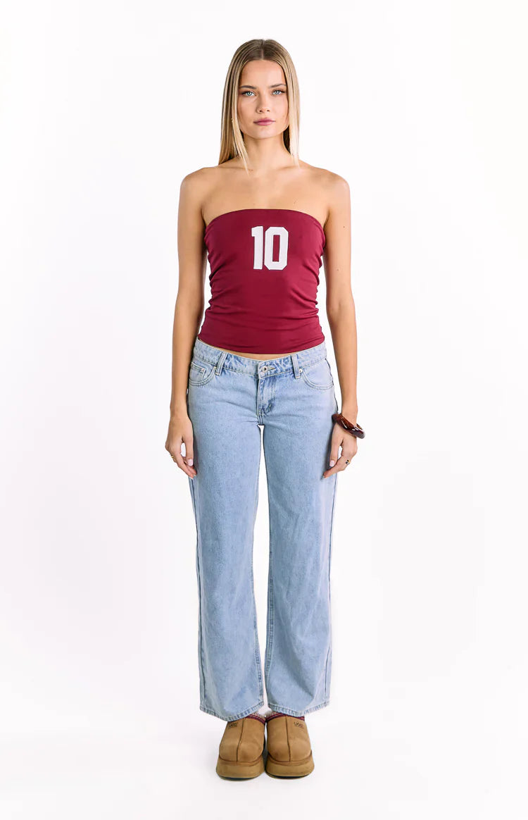 Daisy Strapless Top | Burgundy