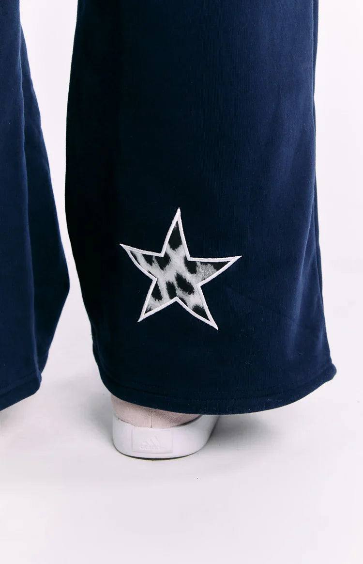 Dania Leopard Star Track Pants | Navy