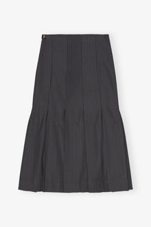Dark Grey Stripe Suiting Midi Skirt | Phantom