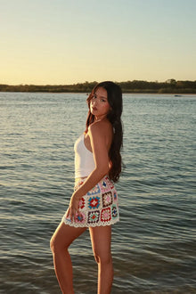 Davina Crochet Mini Skirt | White
