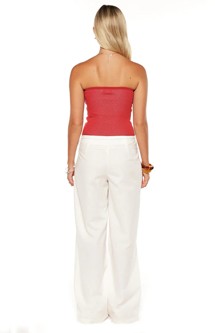Deja Knit Hibiscus Strapless Tube Top | Red