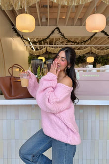 Delvey Chunky Knit Sweater | Light Pink