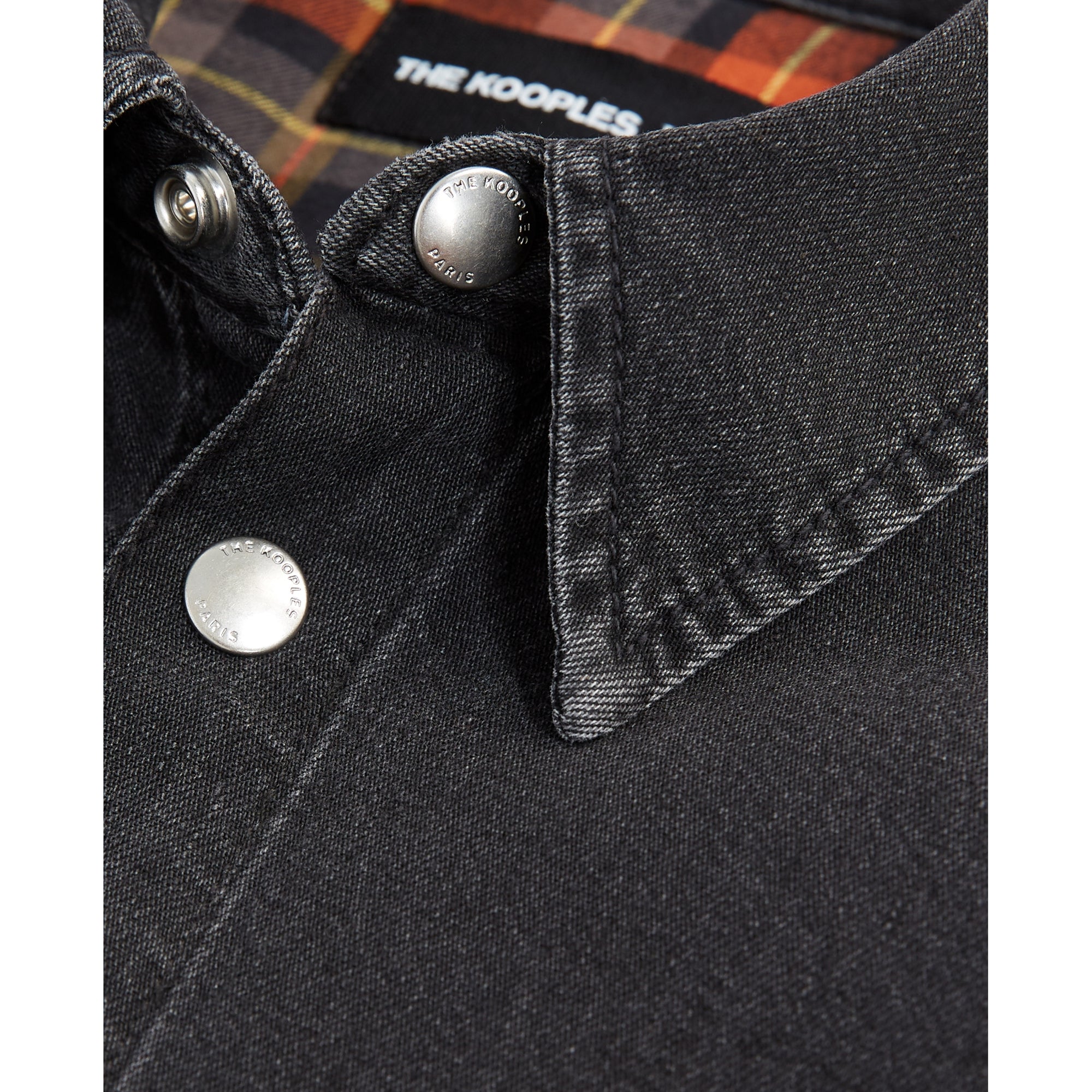 Denim Shirt With Check Lining | Men | Black Washed